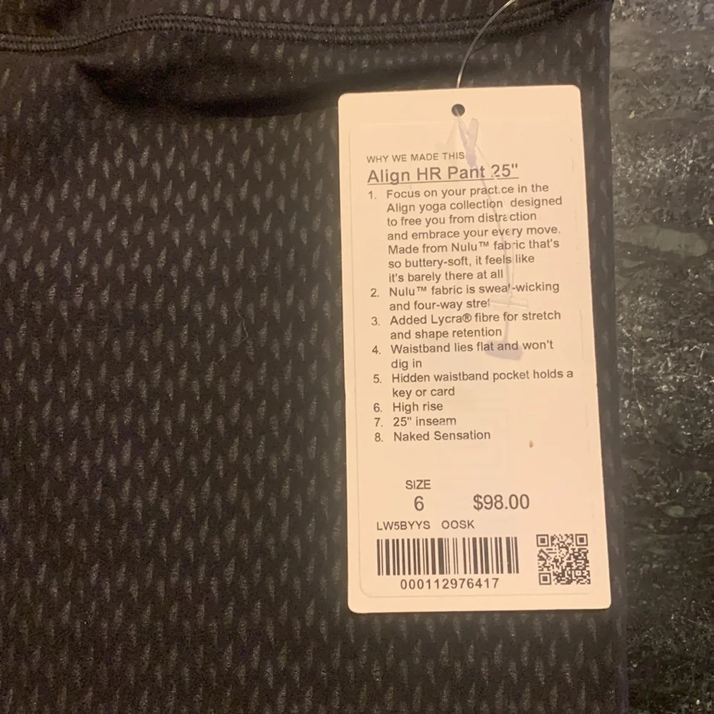Lululemon Align HR Pant 25”, size 6, NWT - Picture 2 of 2